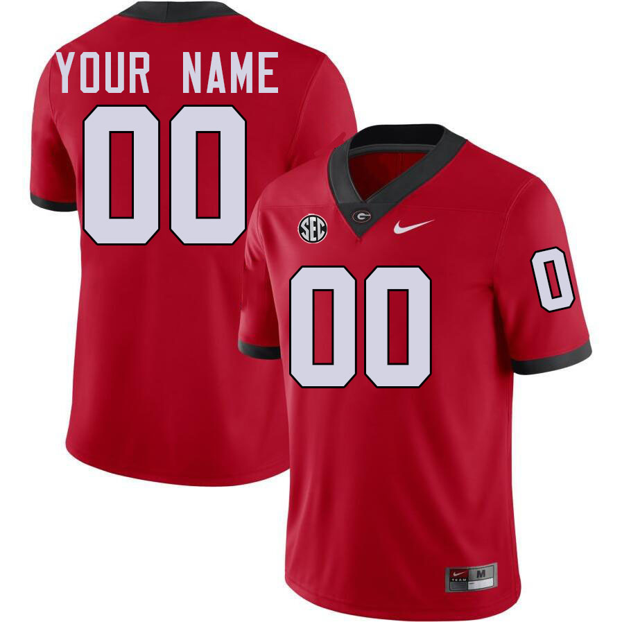 Custom Georgia Bulldogs Player's Name And Number Football Jersey-Red